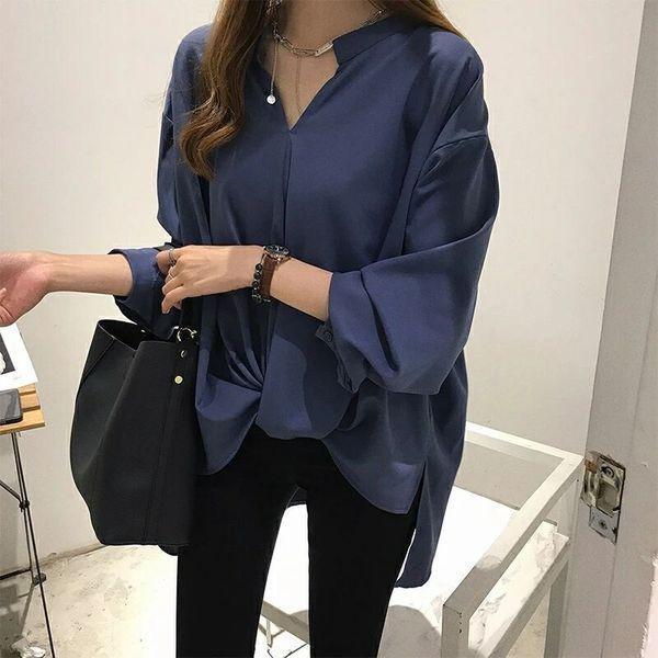 ブラウス レディース シャツ 長袖 スキッパー Vネック プルオーバー シフォン ス ゆったり きれいめ オフィス フォーマル おしゃれ 秋服 | ブランド登録なし | 02