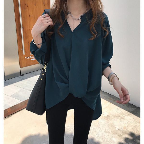 ブラウス レディース シャツ 長袖 スキッパー Vネック プルオーバー シフォン ス ゆったり きれいめ オフィス フォーマル おしゃれ 秋服 | ブランド登録なし | 03