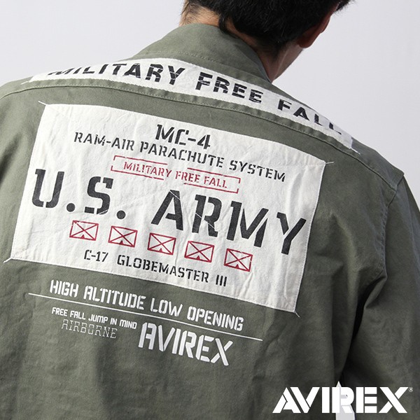 AVIREX アヴィレックス 定1.9万 総柄 ミリタリージャケット シャツ M AVIREX アビレックス シャツ 長袖 アヴィレックス WOVEN WAPPEN
