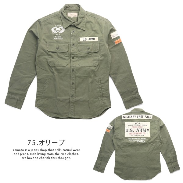 AVIREX アビレックス シャツ 長袖 アヴィレックス WOVEN WAPPEN