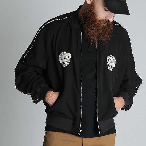 Schott スカジャン L 黒/シルバー Schott N.Y.C（ショット） Schott メンズ ライトアウター スカジャン