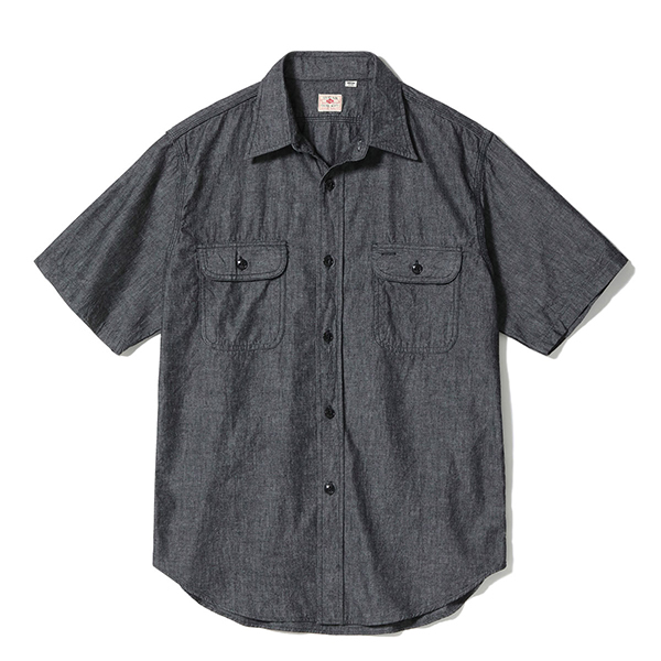SUGAR CANE シュガーケーン メンズ 半袖シャツ BLACK CHAMBRAY WORK