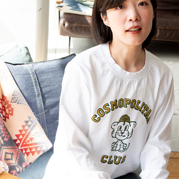 ラフアンドスウェル　ハーフジップ　長袖tシャツ ホワイト　トリコカラー　L LUMBER ランバー ユニセックス トップス 長袖 Tシャツ ロンT シンプル