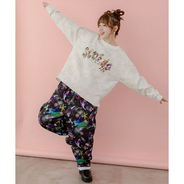 チュニック プルオーバー ピアノ 花 蝶 iS ScoLar スカラー 533007-09ブラック ScoLar スカラー レディース トップス 裏毛 プルオーバー