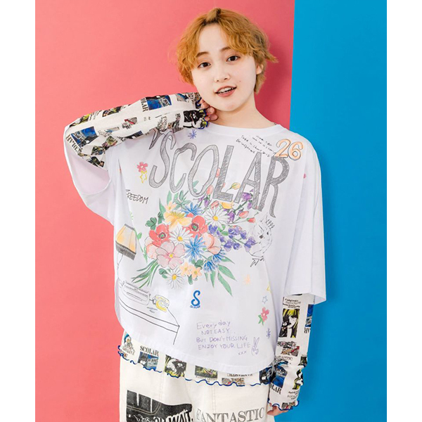 ScoLar スカラー レディース トップス 半袖Tシャツ お花のブーケ