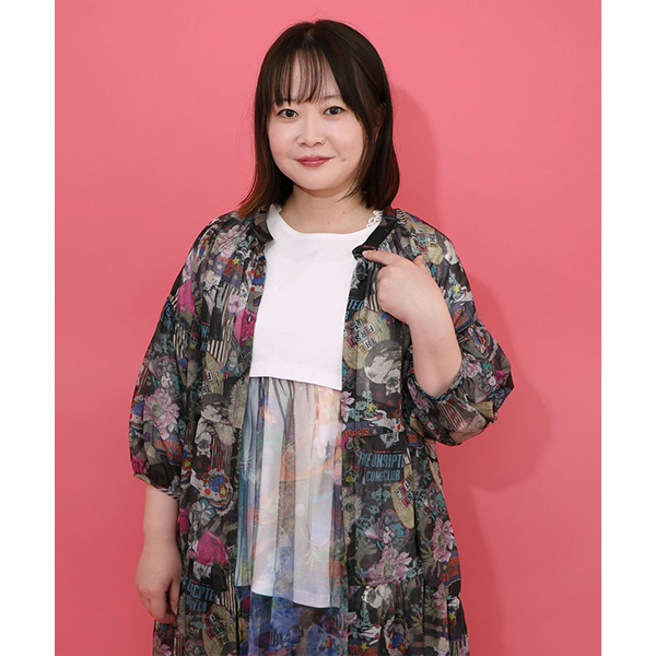 ScoLar（スカラー） ロング丈 長袖 シャツワンピース 花 猫柄 ねこ