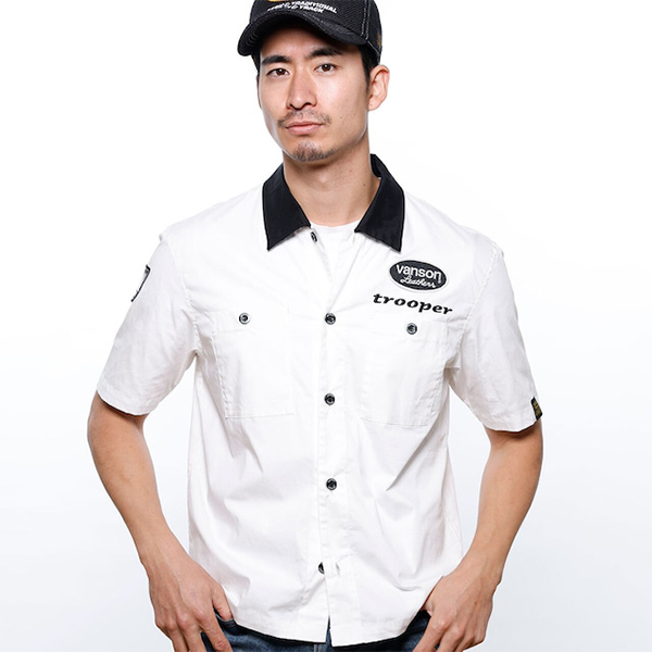 VANSON（バンソン） シャツ メンズ 半袖 ワークシャツ バイク乗り