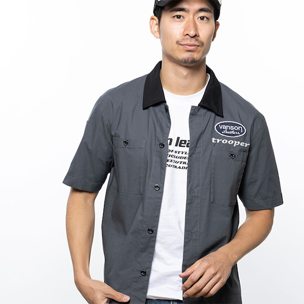 VANSON（バンソン） シャツ メンズ 半袖 ワークシャツ バイク乗り