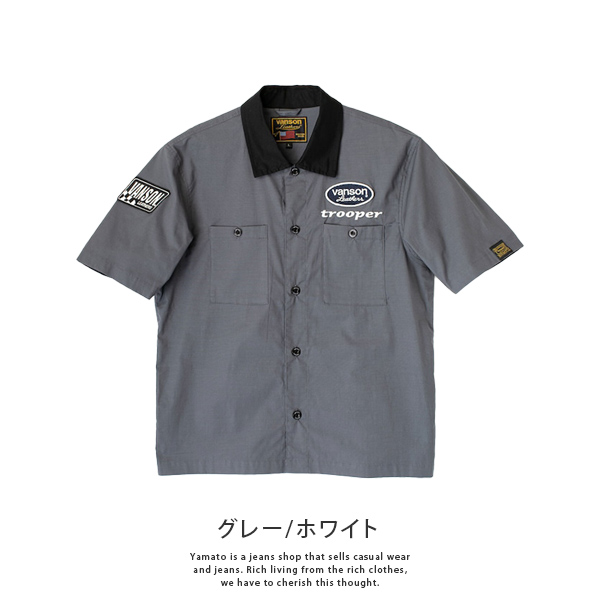 VANSON（バンソン） シャツ メンズ 半袖 ワークシャツ バイク乗り