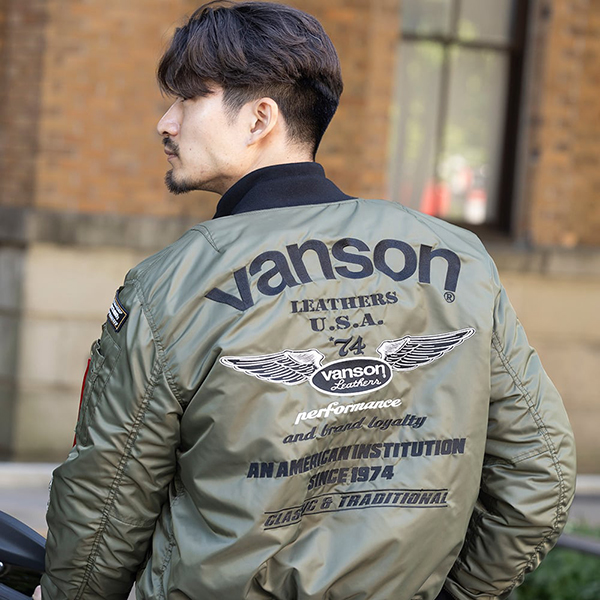 vanson MA-1ジャケット TVS2407W Mサイズ KH/ブラック TVS2407W MA-1ジャケット | vansonleathers