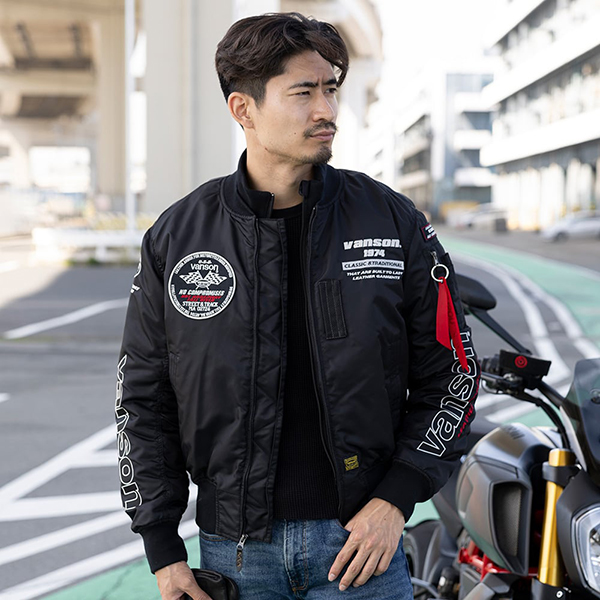 VANSON バンソン メンズ ジャケット バイク プロテクター MA-1