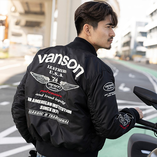 Vanson バイカー ジャケット L ブラック VANSON バンソン メンズ ジャケット バイク プロテクター MA-1