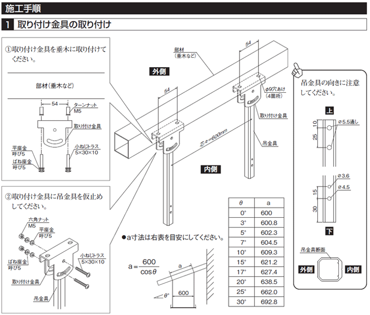 テラス屋根用 竿掛け 吊下げ型 調整式 （ワイドタイプ） 標準タイプ 2