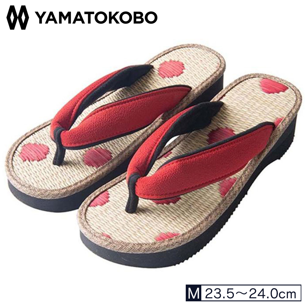 雪駄 日本製 実用的 母親 国産い草畳 水玉柄 レディース R459 | 大和工房 | 01