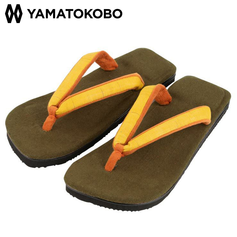 【訳あり・色違い】雪駄 -Re:休- 奈良大和ほうじ茶染め のぞき花緒 山吹麻花緒 レディース R1160Z-Lサイズ | 大和工房