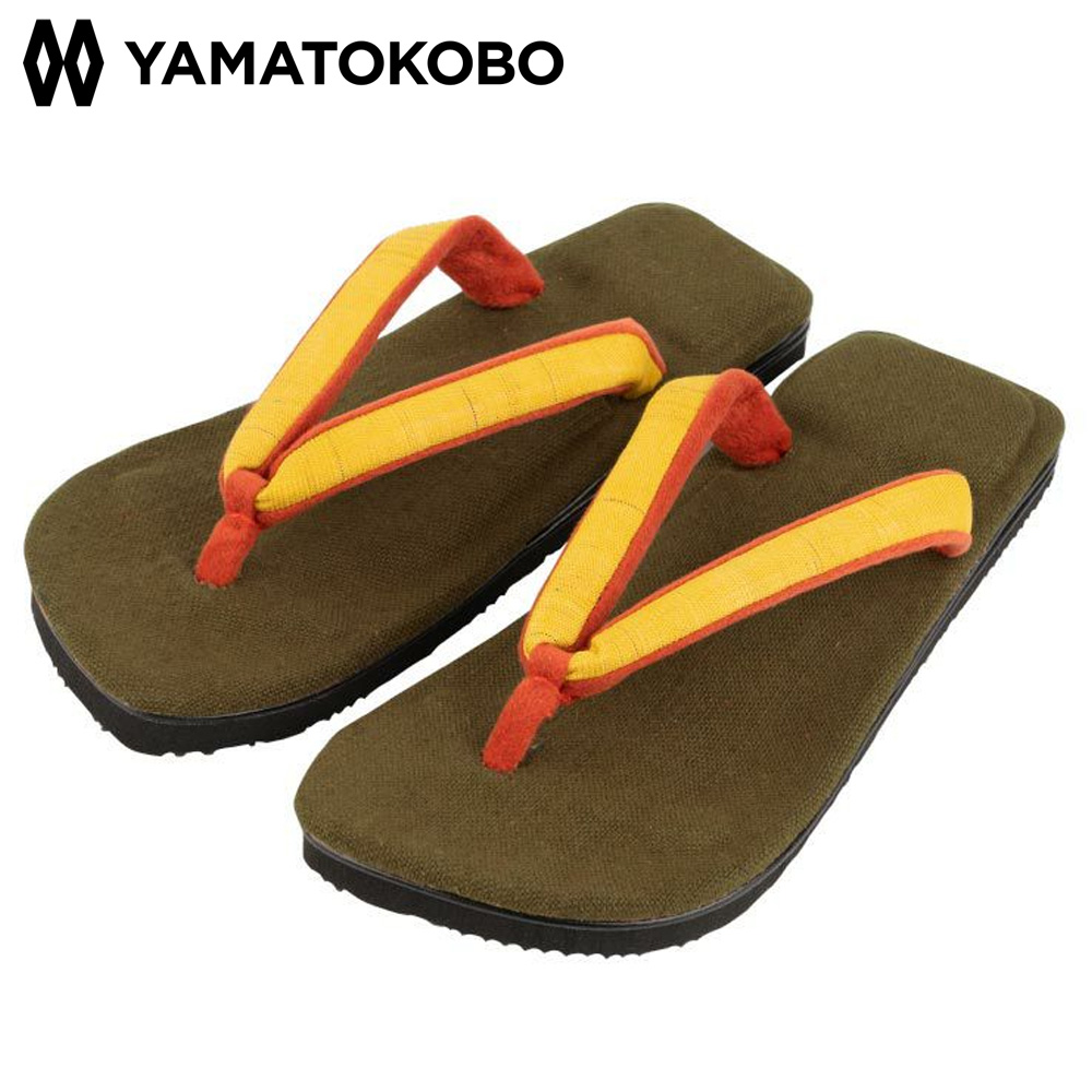 【訳あり・色違い】雪駄 -Re:休- 奈良大和ほうじ茶染め のぞき花緒 山吹麻花緒 レディース R1160Z-Mサイズ | 大和工房