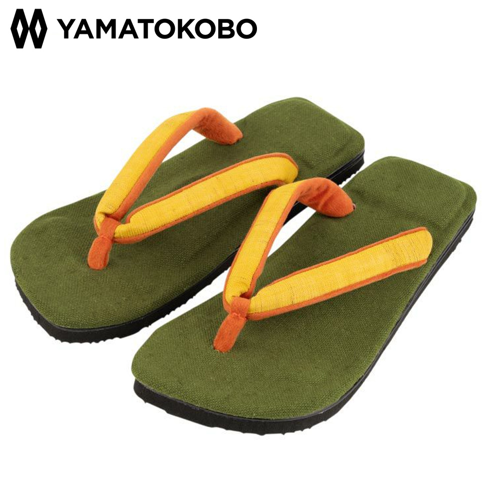 【訳あり・色違い】雪駄 -Re:休- 奈良大和 緑茶染め のぞき花緒 山吹麻花緒 レディース R1160Z-GR-Lサイズ | 大和工房