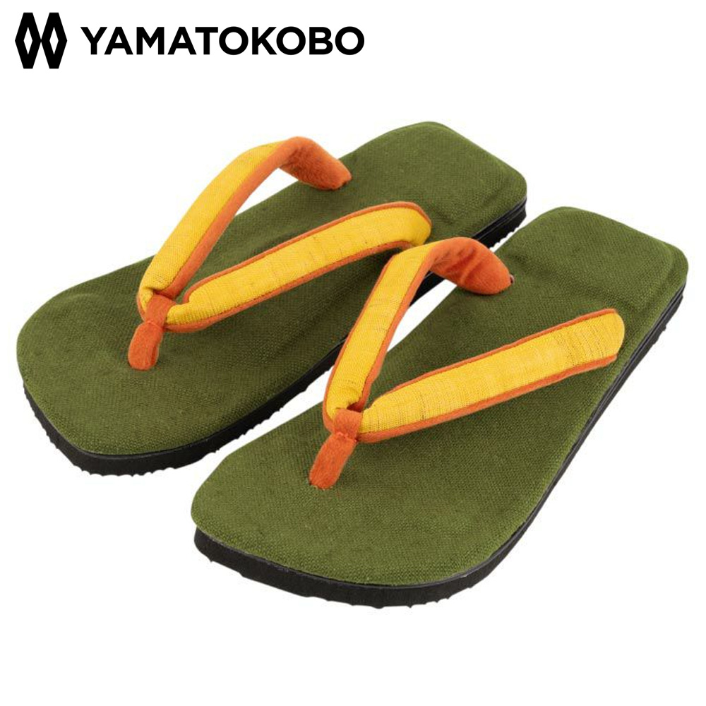 【訳あり・色違い】雪駄 -Re:休- 奈良大和 緑茶染め のぞき花緒 山吹麻花緒 レディース R1160Z-GR-Mサイズ | 大和工房