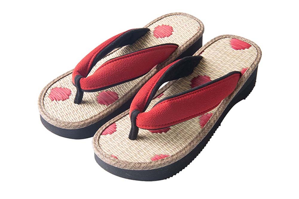 雪駄 日本製 実用的 母親 国産い草畳 水玉柄 レディース R459 | 大和工房 | 04