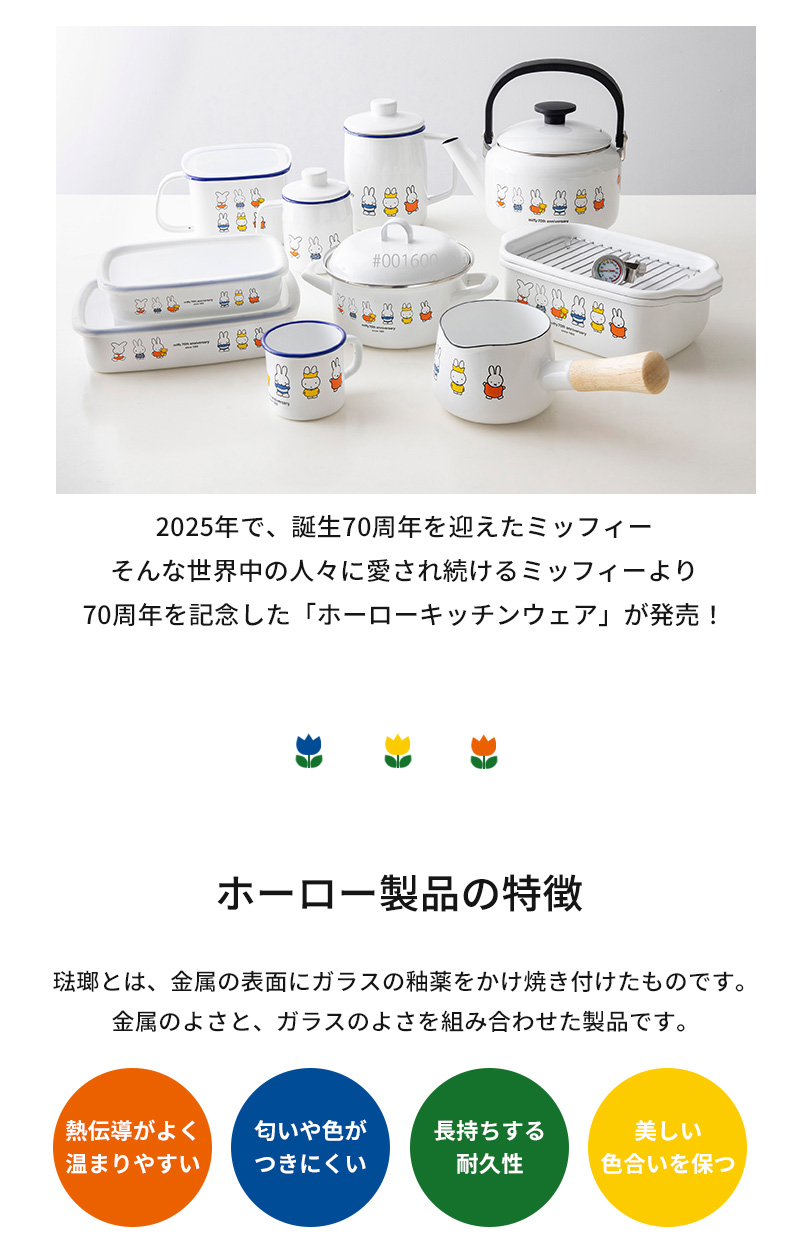 富士ホーロー 特典付 ミッフィー 70周年シリーズ 浅型角容器M 」保存