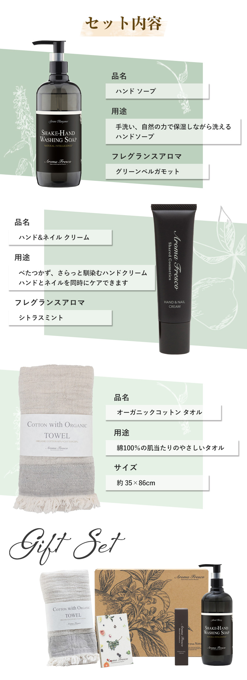 Aroma Fresco アロマフレスコ ハンドケアギフトセット ギフトボックス