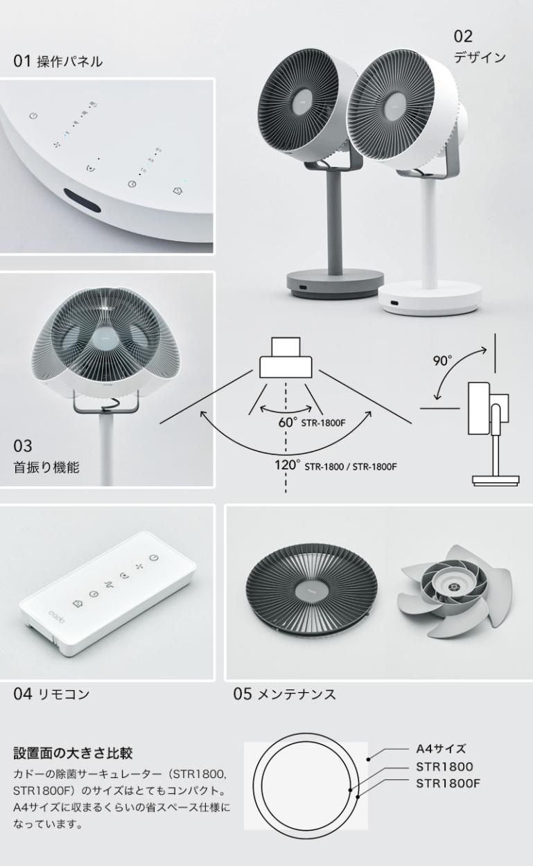 cado/カドー STREAM1800F 除菌サーキュレーター扇風機 STR-1800F 空調