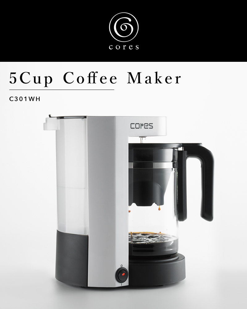 cores コレス 5CUP COFFEE MAKER 5カップコーヒーメーカー C301WH コーヒーメーカー 5杯分 ティー ドリップ 紅茶  インテリア 雑貨 くらしのもり - 通販 - PayPayモール