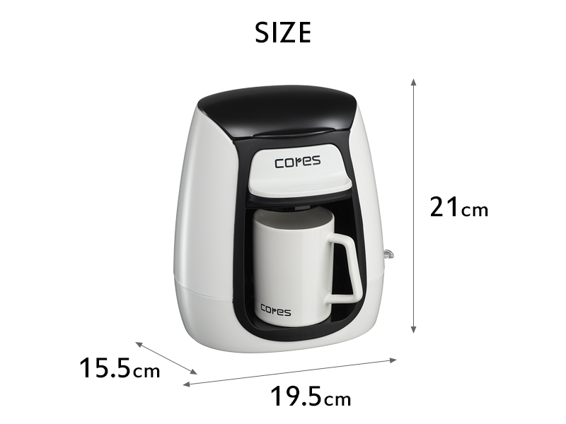 cores コレス 1CUP COFFEE MAKER 1カップコーヒーメーカー C311WH コーヒーメーカー 専用マグカップ付属 1杯分 コンパクト  :cores-c311wh:くらしのもり Yahoo!ショッピング店 - 通販 - Yahoo!ショッピング