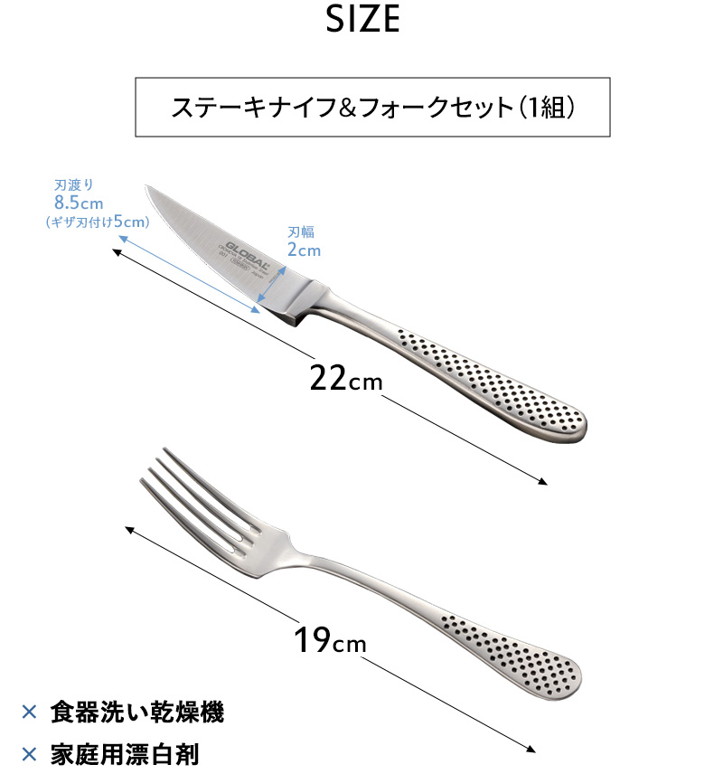 特典付き GLOBAL ステーキナイフ&フォークセット GTJ-01/B ナイフ フォーク SET グローバル 吉田金属工業 YOSHIKIN 日本製｜yamayuu｜13