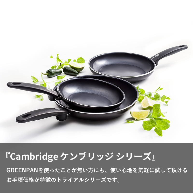 GREEN PAN グリーンパン ケンブリッジ フライパン 26cm 安全 フッ素樹脂不使用 焦げ付かない 食洗器対応 オーブン対応 IH ガス 対応｜yamayuu｜04