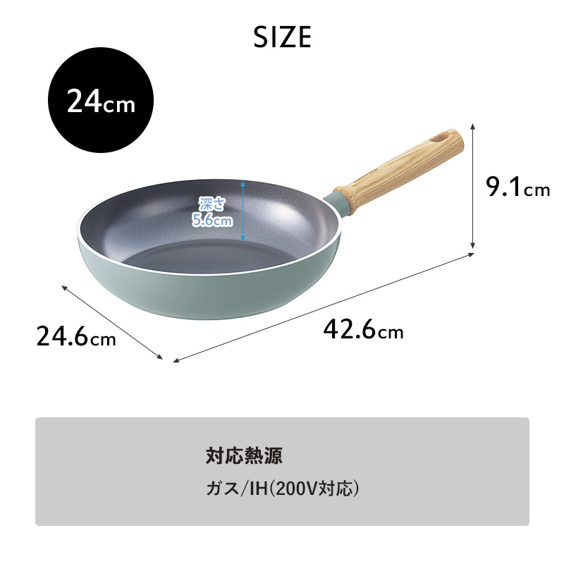 GREEN PAN グリーンパン メイフラワー フライパン 24cm 安全 フッ素樹脂不使用 焦げ付かない オーブン対応 IH ガス 対応 ブルー おしゃれ｜yamayuu｜09