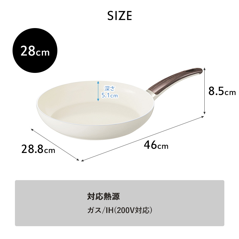 GREEN PAN グリーンパン ウッドビー28cm 深型　ホワイト　美品 GREEN PAN/グリーンパン＞ウッドビー フライパン – カチモ