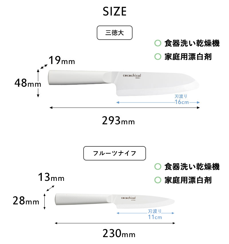 cocochical 包丁セット ホワイト KYOCERA 特典付 cocochical ココチカルナイフ ギフトセット 三徳