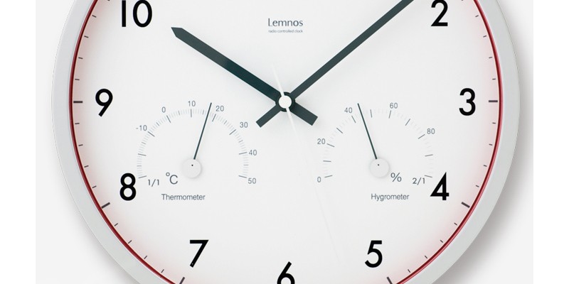 魅力の レムノス エアークロック 温湿度計付 電波時計 赤 LC09-11W RE レッド Air clock