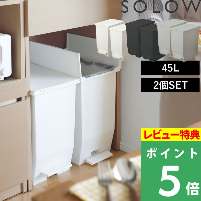 SOLOW ソロウ ペダルオープンツイン 45L 2個セット ごみ箱 ゴミ箱 トラッシュカン ダストボックス 観音開き ペダル付き ゴミ袋  GSLW0005 GSLW0006 リス RISU