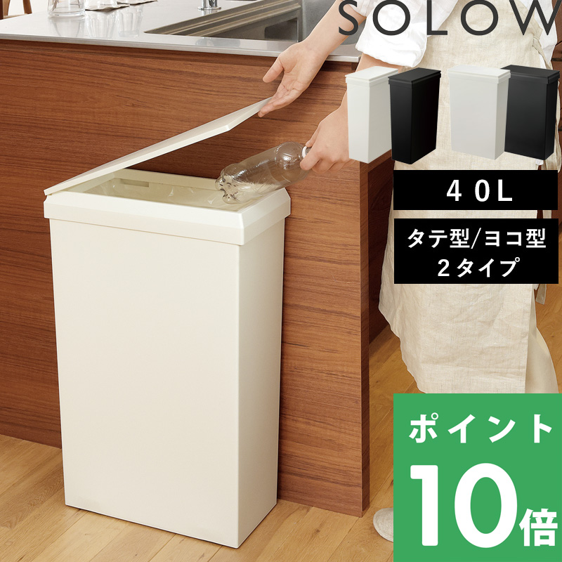 SOLOW 袋の交換が楽なダストボックス 40L スリム ワイド  ゴミ箱 40L 45リットルゴミ袋対応 分別 縦型 横型 日本製 リス