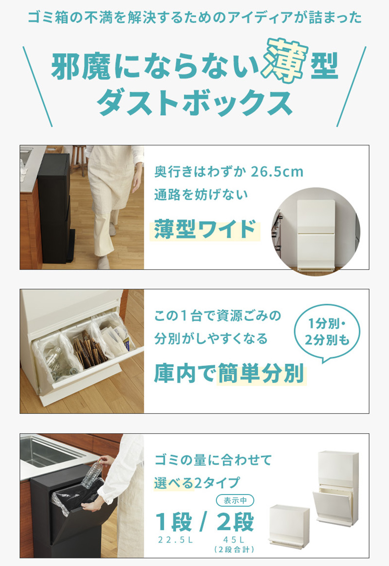 RISU（リス） 特典付 ソロウ 通路で使えるペダル分別ストッカー 2段