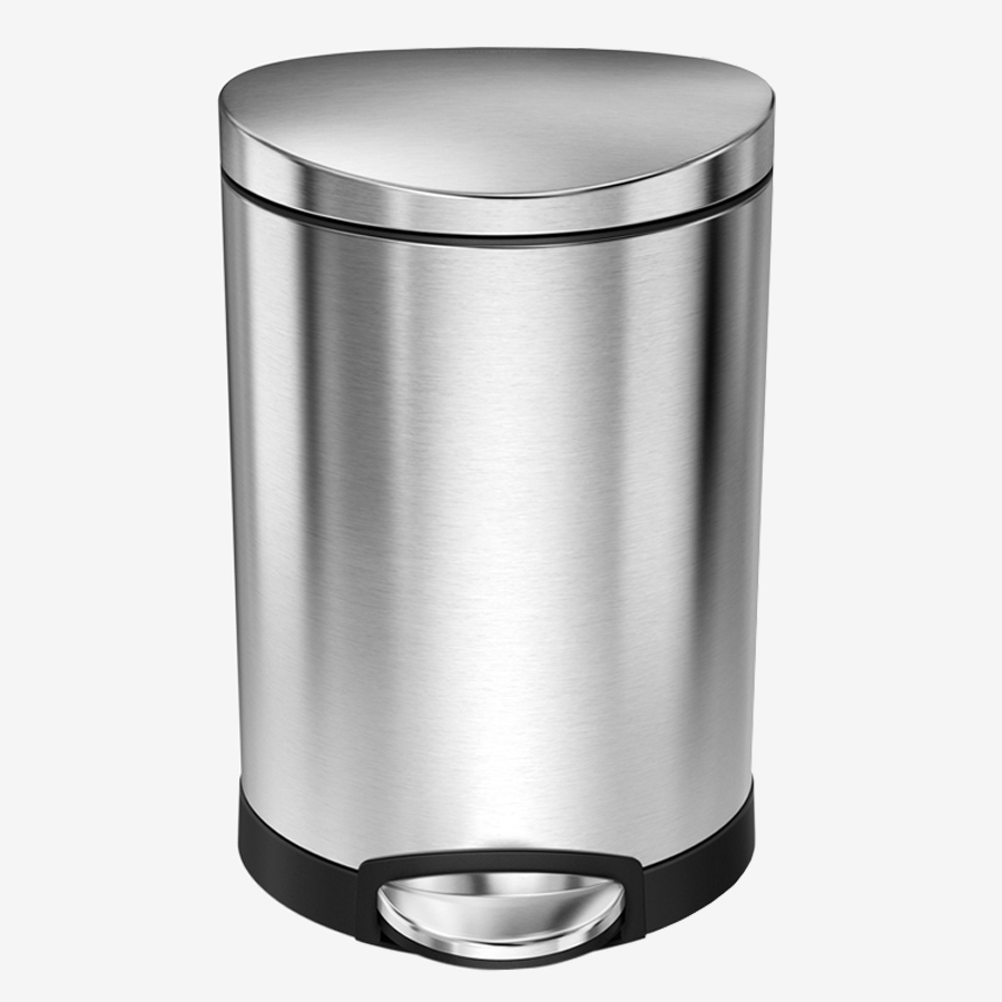 simplehuman ステンレススチール ごみ箱 中型 simplehuman（シンプルヒューマン） 保証付 6L セミラウンド ステップ
