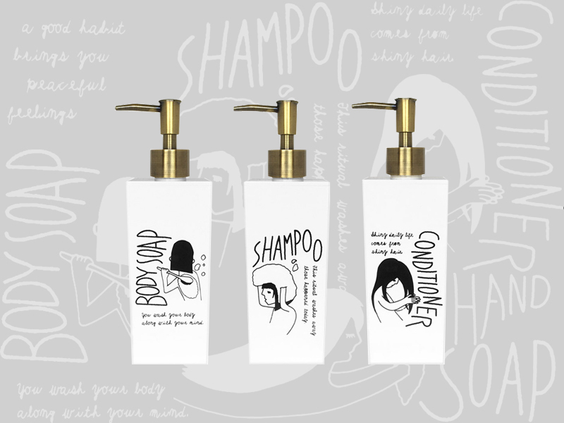 特典付 ディスペンサー 3本セット 500ml Doodle 角型 大 ドゥードゥル