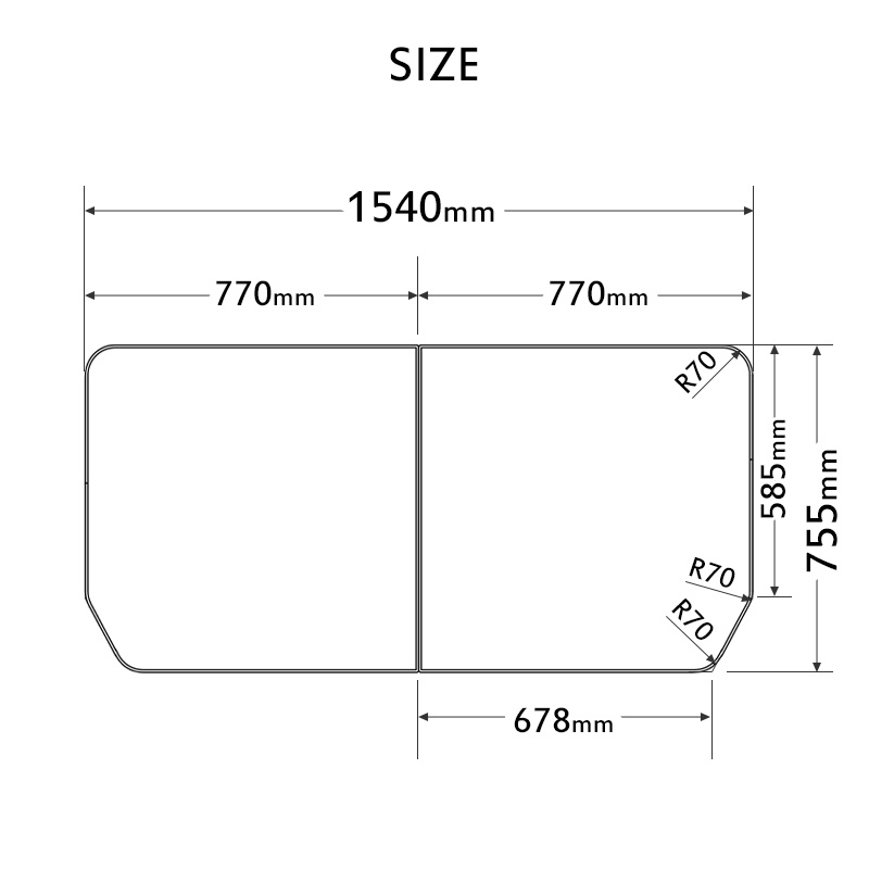 防カビ アルミ 組み合わせ風呂ふた [実寸 755×1540mm 2枚割] 変形 変形型 東プレ YFK-1576B(4)-D2  YFK-1576B(4)-D2/K
