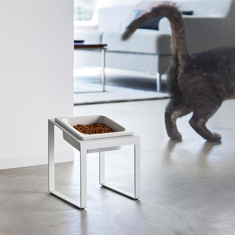 山崎実業 特典付 ペットフードボウルスタンド ヌークス 斜めハイタイプ