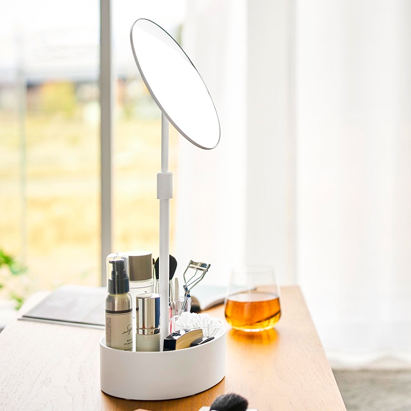 tower 特典付 山崎実業 高さと角度が調節できる収納付きスタンドミラー