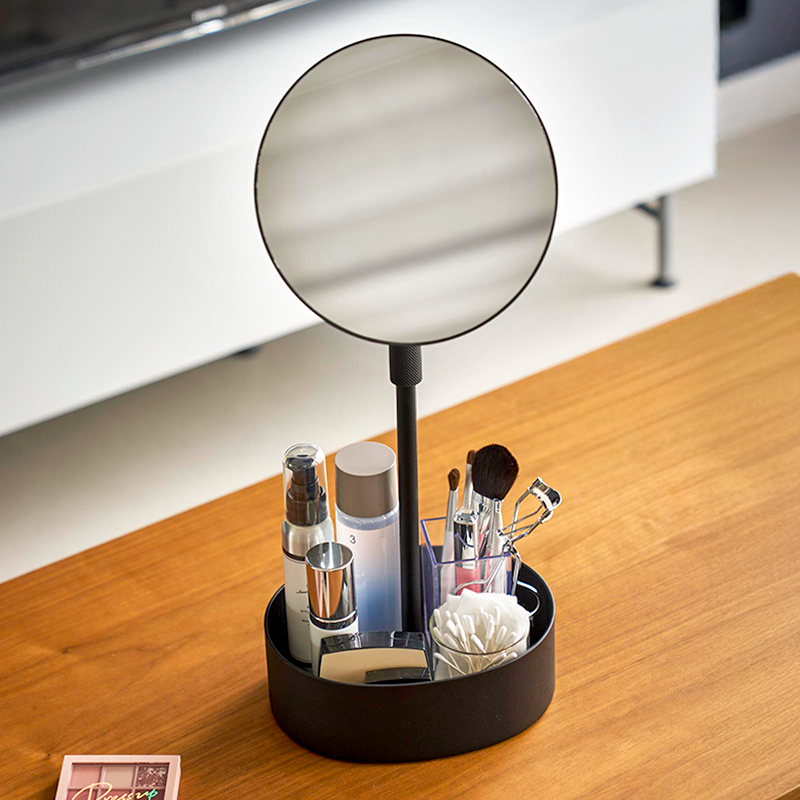 tower 特典付 山崎実業 高さと角度が調節できる収納付きスタンドミラー