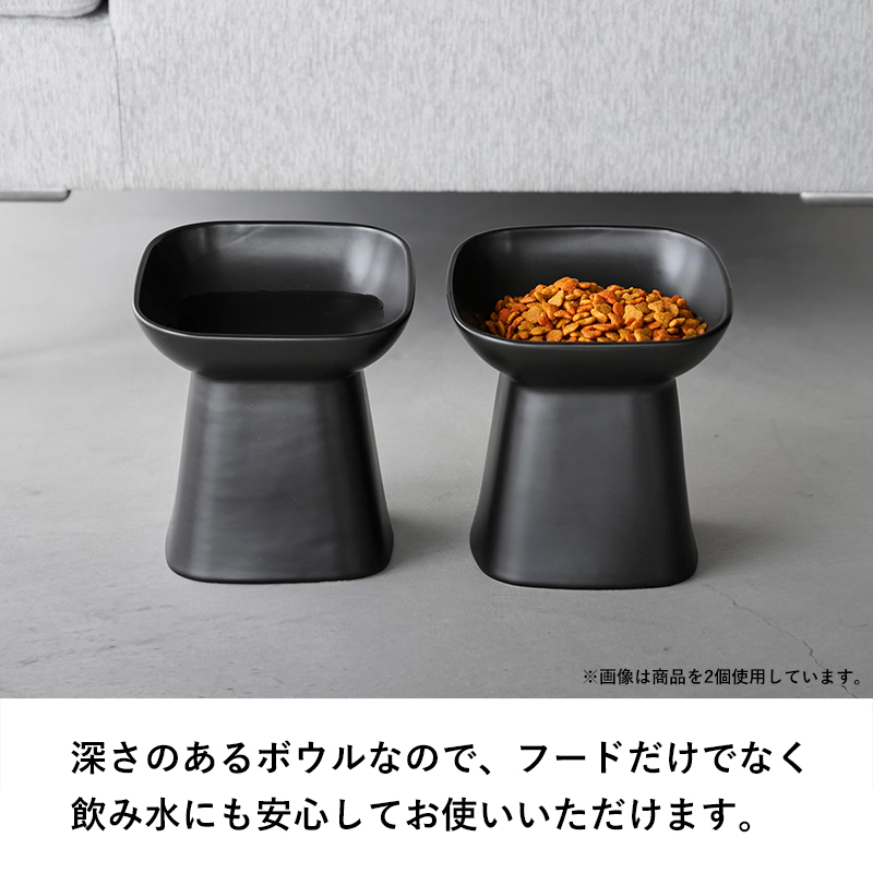 山崎実業 特典付 食べやすい高さ陶器ペットフードボウル ヌークス 斜め
