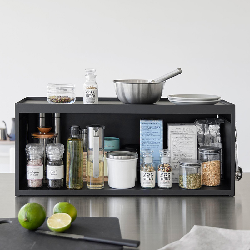 tower 山崎実業 前が開くキッチンカウンター上収納ラック タワー D24