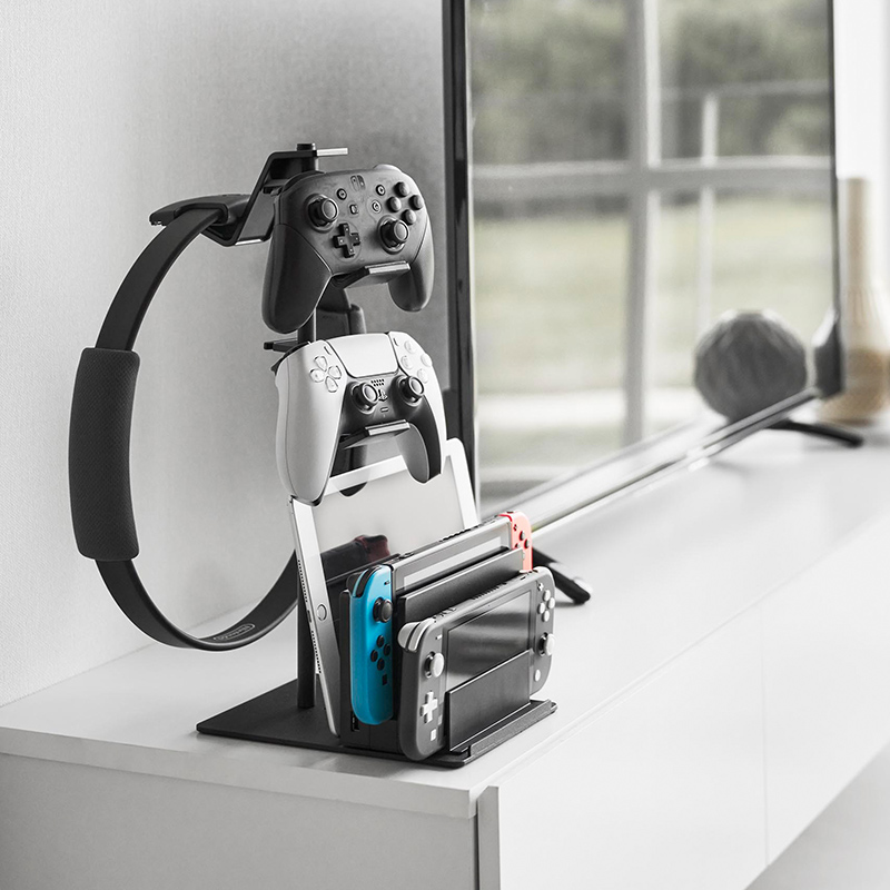 山崎実業 特典付 仕切りが動くゲーム機＆コントローラースタンド