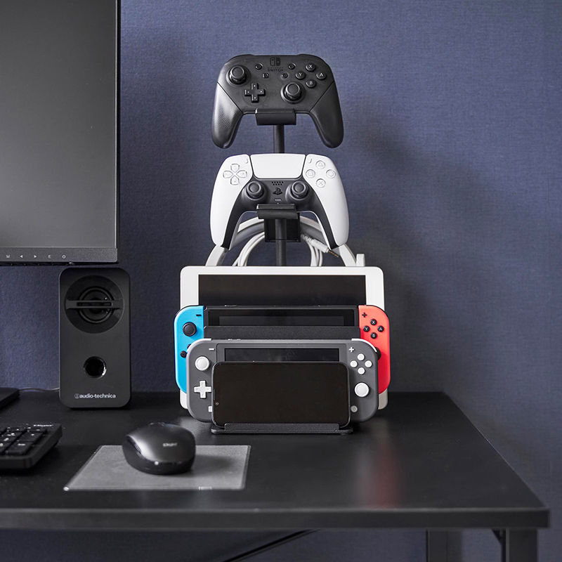 山崎実業 特典付 仕切りが動くゲーム機＆コントローラースタンド