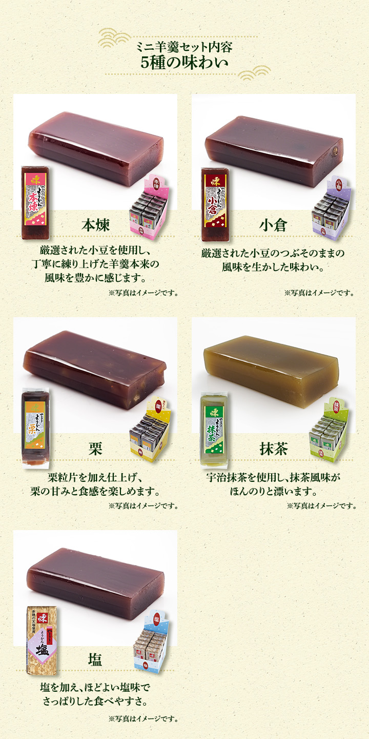 よっかんようかん様 リクエスト 4点 まとめ商品 小柄ようかん詰合せ［抹茶×3・ほうじ茶×2］ – 中村藤吉本店