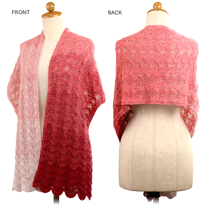 編み物 キット 毛糸 編み図 柳屋 ベルンド・ケストラー Woolly Hugs(ウーリーハグズ) BOBBEL COTTONのLacey Scallop Scarf(レーシースカラップスカーフ)