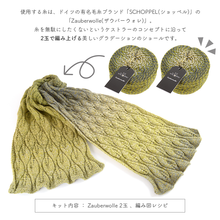 編み物 キット 毛糸 編み図 柳屋 ベルンド・ケストラー SCHOPPEL(ショッペル) ZauberwolleのFloating Leaf Shawl(フローティングリーフショール)